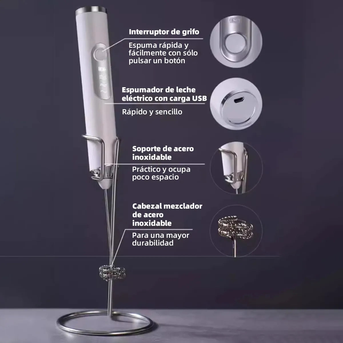 Espumador/ mezclador de leche eléctrico
