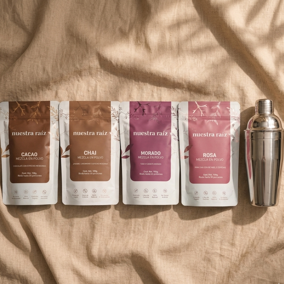 Rosa cacao chai morado rosa y shaker
