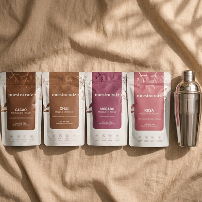 Rosa cacao chai morado rosa y shaker