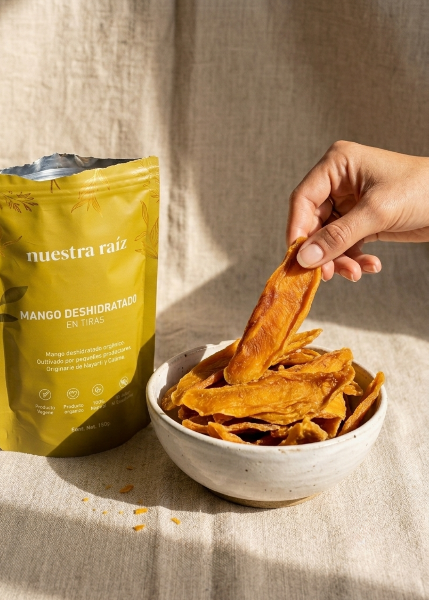 Mango deshidratado en tiras